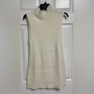 White House Black Market Cream Sleeveless Mock Neck Knit Sweater Women’s XS